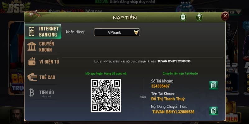 Những Lưu Ý Khi Nạp Tiền B52club